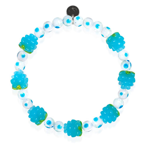Polka Dot Blau | 925 Sterling Silber | Firefly Glas Beeren Armband